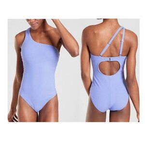 ATHLETA Rib Asym One Piece Swimsuit One Shoulder Ribbed Asymmetrical Strappy M